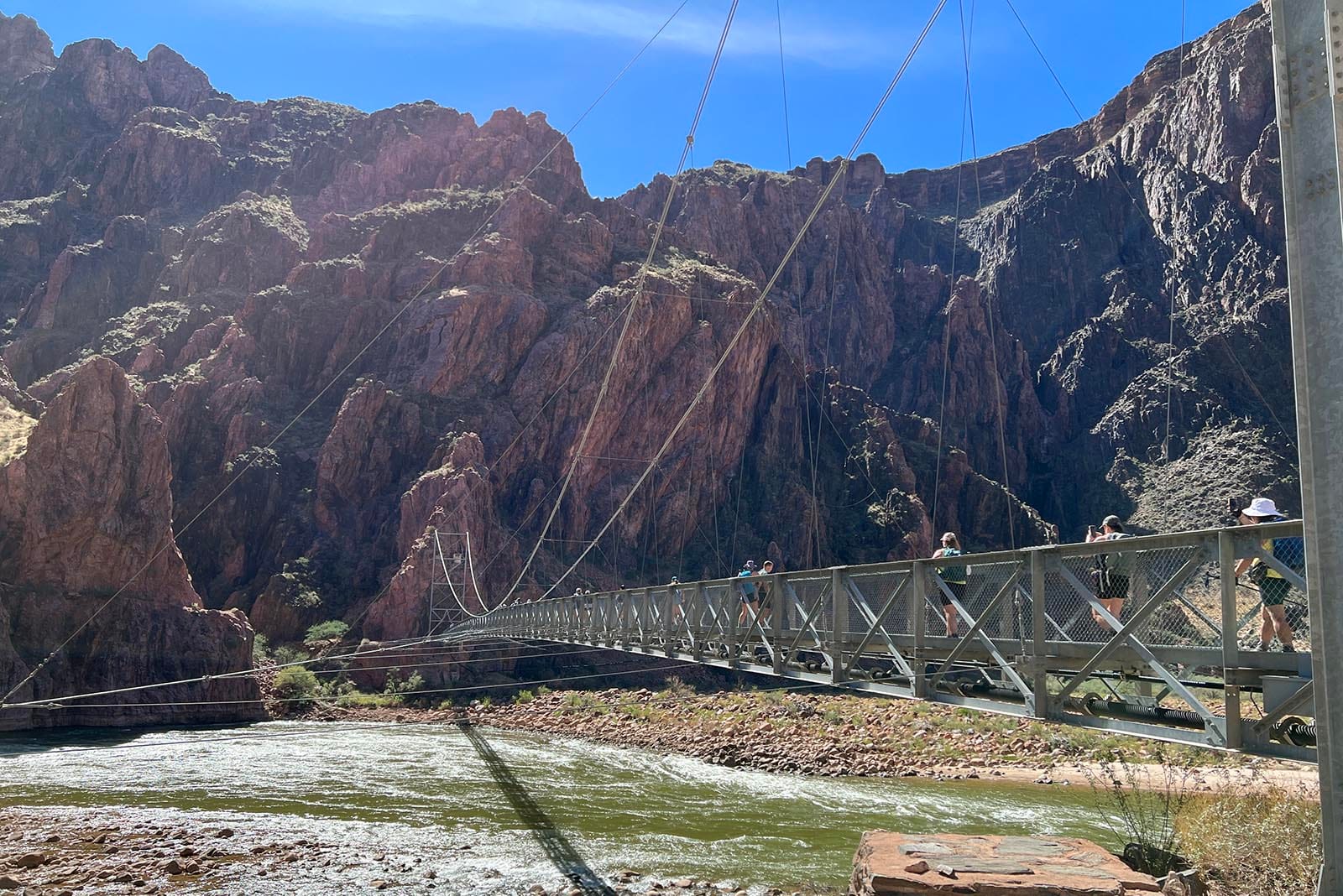The suspension bridge over the Colorado River